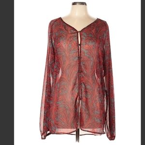 Rock 47 sheet blouse long sleeve red and grey